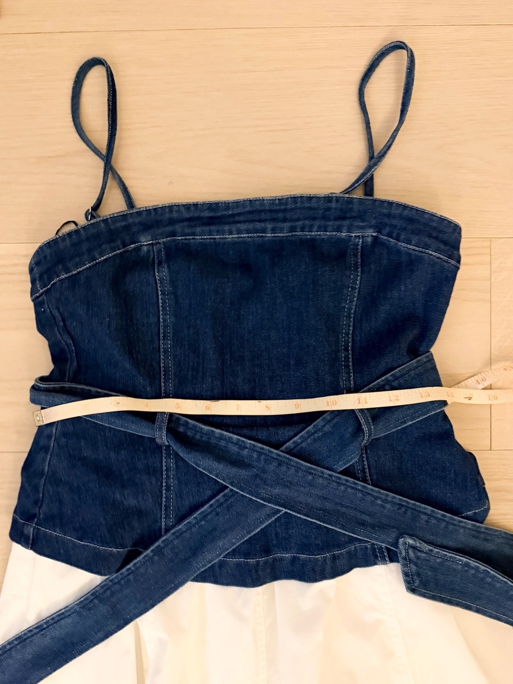 En Saison Anthropologie Harlow Mixed Media Denim Strapless Midi Dress Size S New - Picture 7 of 7